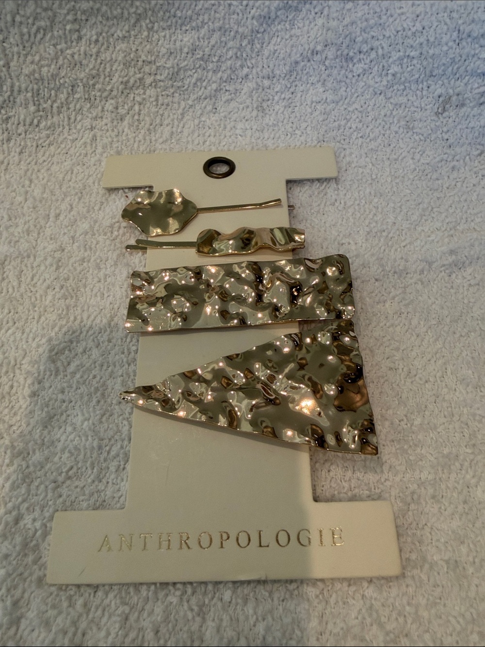 Anthropologie Hammered Gold Geometric Hair Clip Set